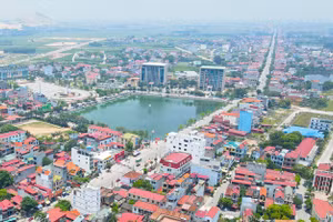 Một góc thị xã Việt Yên nhìn từ trên cao.