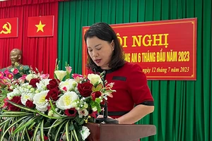 Bà Nguyễn Thị Giang Hương, Chủ tịch UBND huyện Nhơn Trạch, tỉnh Đồng Nai hồi tháng 7/2023. (Ảnh: UBND huyện Nhơn Trạch)