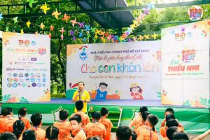 Trại sinh cùng sinh hoạt tập thể ở Lễ hội Thiếu nhi TPHCM (Kids Fest) 2023. (Ảnh: Thành đoàn TPHCM) 