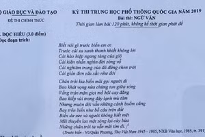Đề thi và lời giải môn Ngữ văn Kỳ thi THPT quốc gia 2019
