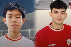 Mathew Baker và Lucas Raphael tranh tài tại giải Đông Nam Á trong màu áo U16 Indonesia.