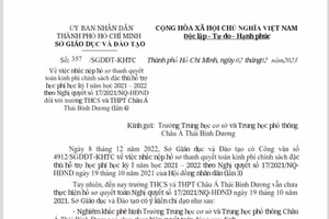 Văn bản của Sở GD&ĐT TPHCM.