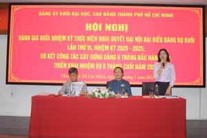 Lãnh đạo Đảng ủy khối Đại học, Cao đẳng TPHCM điều hành hội nghị.