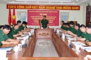 Đại tá Trần Thanh Đức phát biểu tại buổi tổng kết.