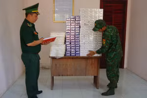 Lực lượng Biên phòng tiến hành kiểm đếm tang vật.