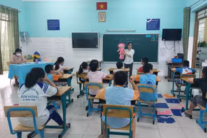 Tiết học của học sinh Trường chuyên biệt Bình Tân (quận Bình Tân, TPHCM)