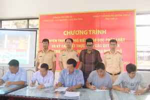 Các lái xe ký cam kết. 