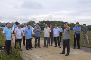 Phó Chủ tịch UBND tỉnh Hoà Bình ông Đinh Công Sứ Kiểm tra công tác phòng PCTT và TKCN mùa mưa lũ