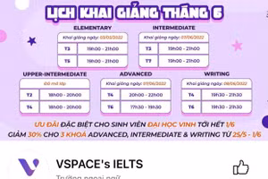 Trung tâm VSPACE’S IELTS (đăng ký trụ sở tại TP Vinh, Nghệ An) tuyển sinh và đào tạo trong lĩnh vực tư vấn du học, dạy ngoại ngữ.