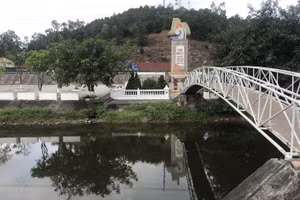 Dòng nước Kênh nhà Lê đoạn qua khu vực Đài tưởng niệm chuyển màu đen, bốc mùi hôi thối