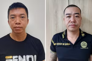 Đối tượng Vinh và Trọng tại cơ quan công an. Ảnh: Công an.