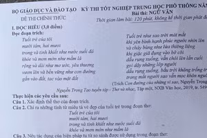 Đề thi tốt nghiệp THPT năm 2022 môn Ngữ văn