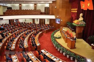 Tổng Bí thư Nguyễn Phú Trọng phát biểu bế mạc hội nghị. (Ảnh: Phương Hoa/TTXVN).