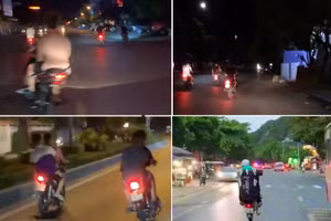 Một số hình ảnh thanh, thiếu niên tụ tập lạng lách, đánh võng, chống đối lực lượng thi hành nhiệm vụ. (Ảnh: CATH).