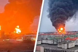 Cơ sở dầu mỏ ở vùng Belgorod của Nga bốc cháy.