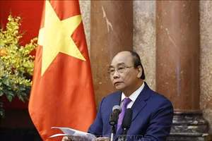 Chủ tịch nước Nguyễn Xuân Phúc phát biểu tại buổi gặp mặt. Ảnh: Thống Nhất/TTXVN.
