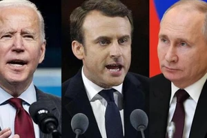 Tổng thống Mỹ Joe Biden (trái), Tổng thống Pháp Emmanuel Macron và Tổng thống Nga Putin.