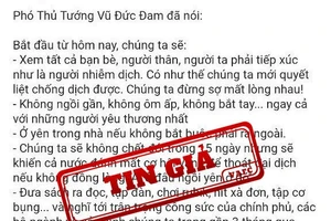 Cảnh báo tin giả "7 lời khuyên chống dịch của Phó Thủ tướng Vũ Đức Đam"