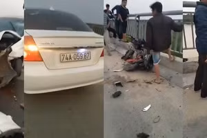 Hiện trường vụ tai nạn khiến 4 em học sinh thương vong ở Quảng Trị tối ngày 25/2. Ảnh: Vietnamnet.