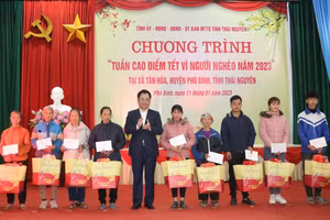 Chủ tịch UBND tỉnh Thái Nguyên Trịnh Việt Hùng đến thăm, tặng quà hộ nghèo, gia đình chính sách, học sinh có hoàn cảnh khó khăn nhân dịp Tết Nguyên đán Quý Mão.