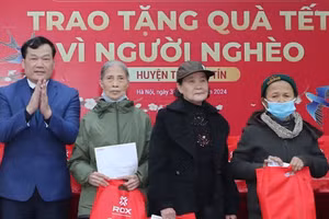 Người nghèo đón Tết Giáp Thìn trong sự phấn khởi khi có thêm phần quà Tết từ các mạnh thường quân trao tặng (Ảnh: ROX Group)