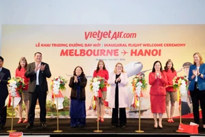  Lễ khai trương đường bay mới Hà Nội - Melbourne diễn ra tại Melbourne (Australia) sáng ngày 4/6/2024.