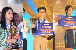 Lần lượt từ trái qua phải - Các tân quán quân của cuộc thi năm nay của 3 bảng A, B, C (Phan Vĩnh Nhã Uyên, Nguyễn Cảnh Vinh, Dương Ngọc Minh Châu)