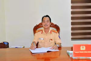 Trung tá Trang Công Đông - Trạm trưởng Trạm CSGT Quảng Xương.