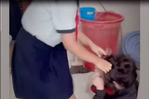 Nữ sinh lớp 8 bị bạn đánh đập dã man trong nhà vệ sinh của trường 