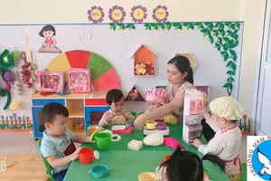 Cô và trò một Trường Mầm non trên địa bàn tỉnh Bình Thuận