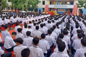 HS tỉnh Sóc Trăng trong ngày khai giảng.