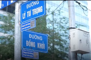 Tên đường có gắn mã QR.