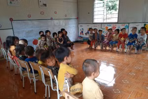 Một lớp học ở điểm bản lẻ của Trường Mầm non Nậm Chà.