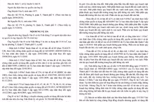 Một đoạn trong văn bản kết luận của Ủy ban Thẩm phán TAND Cấp cao tại TPHCM. Ảnh: Như Ý