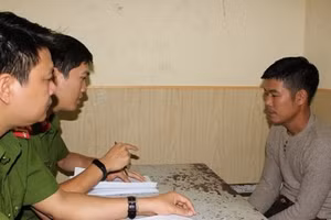 Đối tượng Vũ Thế Thùy tại cơ quan điều tra.