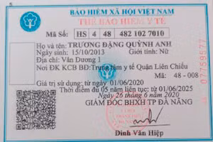Thẻ BHYT của HS Trương Đặng Quỳnh Anh bị sai thông tin và thời gian 5 năm liên tục.