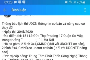 Thông tin quảng cáo, bao đậu thi Chứng chỉ Ứng dụng Công nghệ thông tin cơ bản của ĐH Công nghệ Thông tin đang tràn lan.