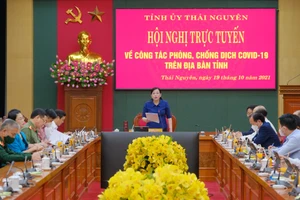 Đ/c Nguyễn Thanh Hải, Ủy viên Trung ương Đảng, Bí thư Tỉnh ủy, Trưởng đoàn Đại biểu Quốc hội tỉnh Thái Nguyên chủ trì Hội nghị trực tuyến về công tác phòng chống Covid-19 trên địa bàn tỉnh