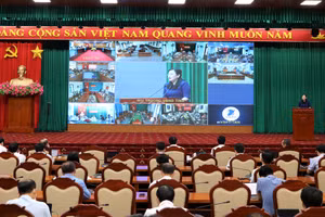 Đồng chí Nguyễn Thanh Hải, Ủy viên Trung ương Đảng, Bí thư Tỉnh ủy, Trưởng đoàn Đại biểu Quốc hội tỉnh Thái Nguyên phát biểu tại chương trình.