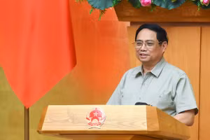 Thủ tướng Chính phủ Phạm Minh Chính chủ trì phiên họp Chính phủ chuyên đề xây dựng pháp luật tháng 8. Ảnh: VGP. 