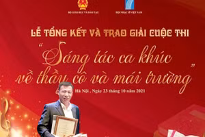 Thầy Lê Anh Hà tác giả ca khúc Tiếng hát trên non đạt giải Ba cuộc thi Sáng tác ca khúc về thầy cô và mái trường.