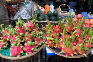 Thanh long ruột đỏ có giá từ 50.000-70.000 đồng/kg. Nhiều tiểu thương dự đoán, cận Tết Nguyên đán giá có thể lên tới 80.000-100.000 đồng/kg. (Ảnh: afamily.vn).