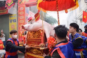 Xuyên đêm rước 17 'ông lợn' khổng lồ ở La Phù