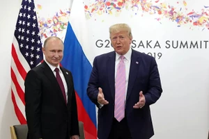 TT Nga Putin và TT Trump tại Thượng đỉnh G20 ở Osaka, Nhật Bản năm 2019.