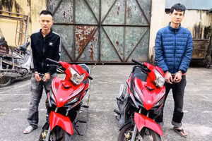 Lại Văn Đức và Kim Hữu Mạnh bị bắt tạm giam. Ảnh: Công an Thanh Hóa cung cấp.