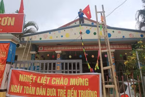 Một điểm trường Mầm non xã Nhi Sơn, huyện biên giới Mường Lát chuẩn bị để đón trẻ đến trường vào sáng 20/9.