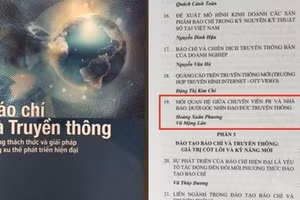 Sách "Báo chí và truyền thông - những thách thức và giải pháp trong xu thế phát triển hiện đại" - có đăng bài của tác giả Hoàng Xuân Phương và Vũ Mộng Lân - đã được NXB ĐHQG TPHCM thu hồi.