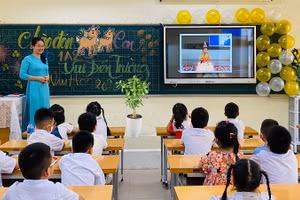 Một lớp học của Trường Tiểu học Vĩnh Tuy (Hai Bà Trưng, Hà Nội). Ảnh minh họa: NTCC