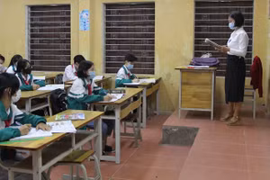 Học sinh Trường THCS Đồng Thái (huyện Ba Vì, Hà Nội).