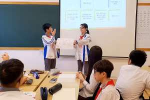 Học sinh Trường THCS Ban Mai (Hà Đông, Hà Nội) trong giờ học.